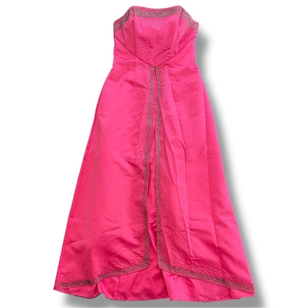 Vintage Morgan & Co Babydoll Strapless Prom Gown Women’s 8/10 Hot Pink Y2K
